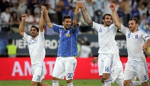 Sieger Gruppe F: Griechenland, 24, 14:5 Tore, 7 Siege, 3 Unentschieden, 0 Niederlagen