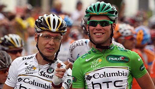 Und für das Team Columbia gab es noch mehr zu feiern: Der Brite Mark Cavendish (r.) gewann sechs Etappen und führte zwischenzeitlich die Sprintwertung an