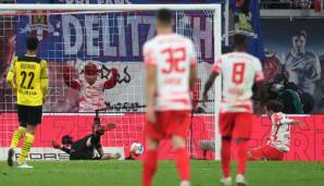 Yussuf Poulsen schießt die Leipziger in Führung.