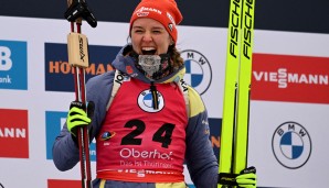 Denise Herrmann-Wick bejubelt WM-Gold im Sprint am Freitag in Oberhof.